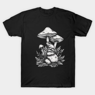 Mushroom Frog Forest Black Tee T-Shirt